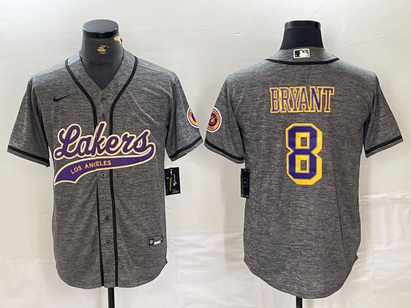 Men Los Angeles Lakers 8 Bryant Grey Jointly Nike 2024 NBA Jersey style 1